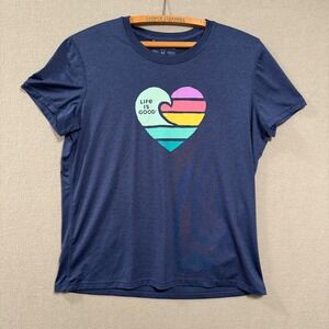 Life Is Good Heart Short Sleeve T Shirt Women Size Medium